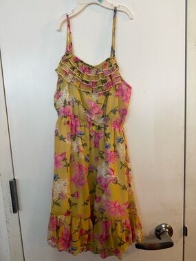 Rachael & Chloe Yellow Floral Ruffle Sundress